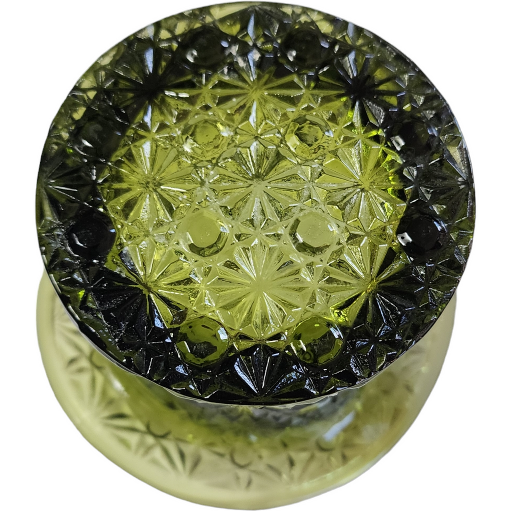Indiana Glass Green Daisy Button Topper Top Hat