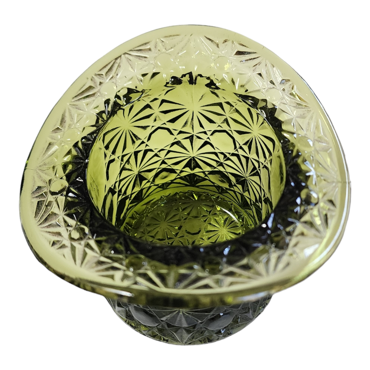 Indiana Glass Green Daisy Button Topper Top Hat