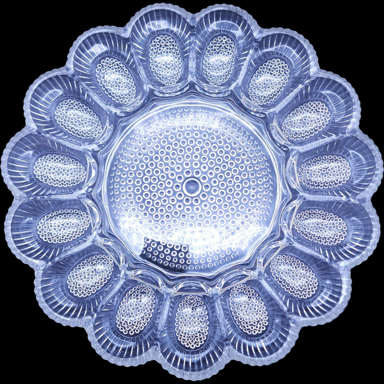 Indiana Glass Hobnail Clear 15 Egg Round Egg & Relish Tray
