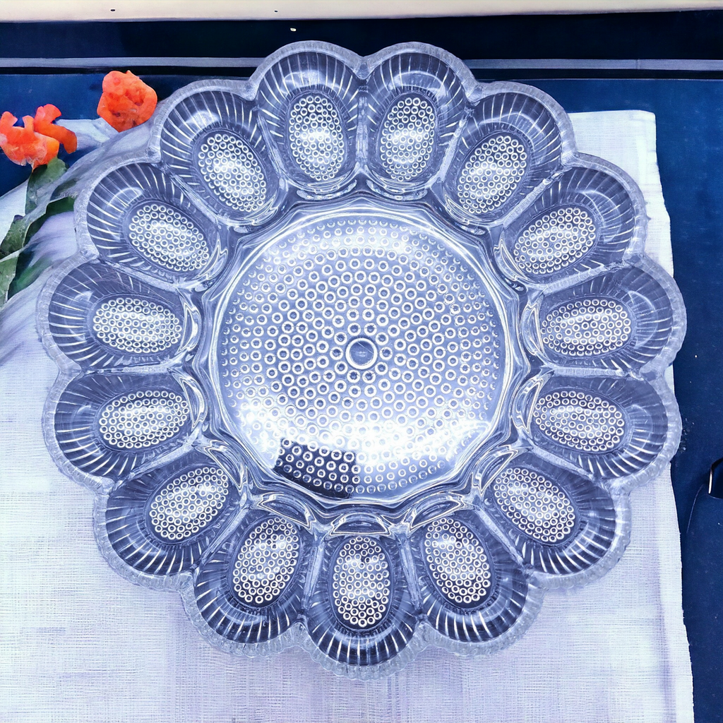 Indiana Glass Hobnail Clear 15 Egg Round Egg & Relish Tray