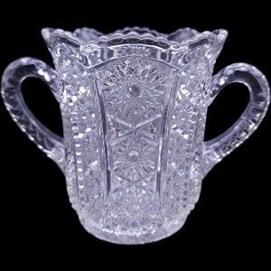 Indiana Glass Paneled Daisy and Finecut Clear Celery Spooner Vase