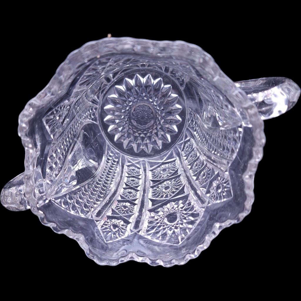 Indiana Glass Paneled Daisy and Finecut Clear Celery Spooner Vase