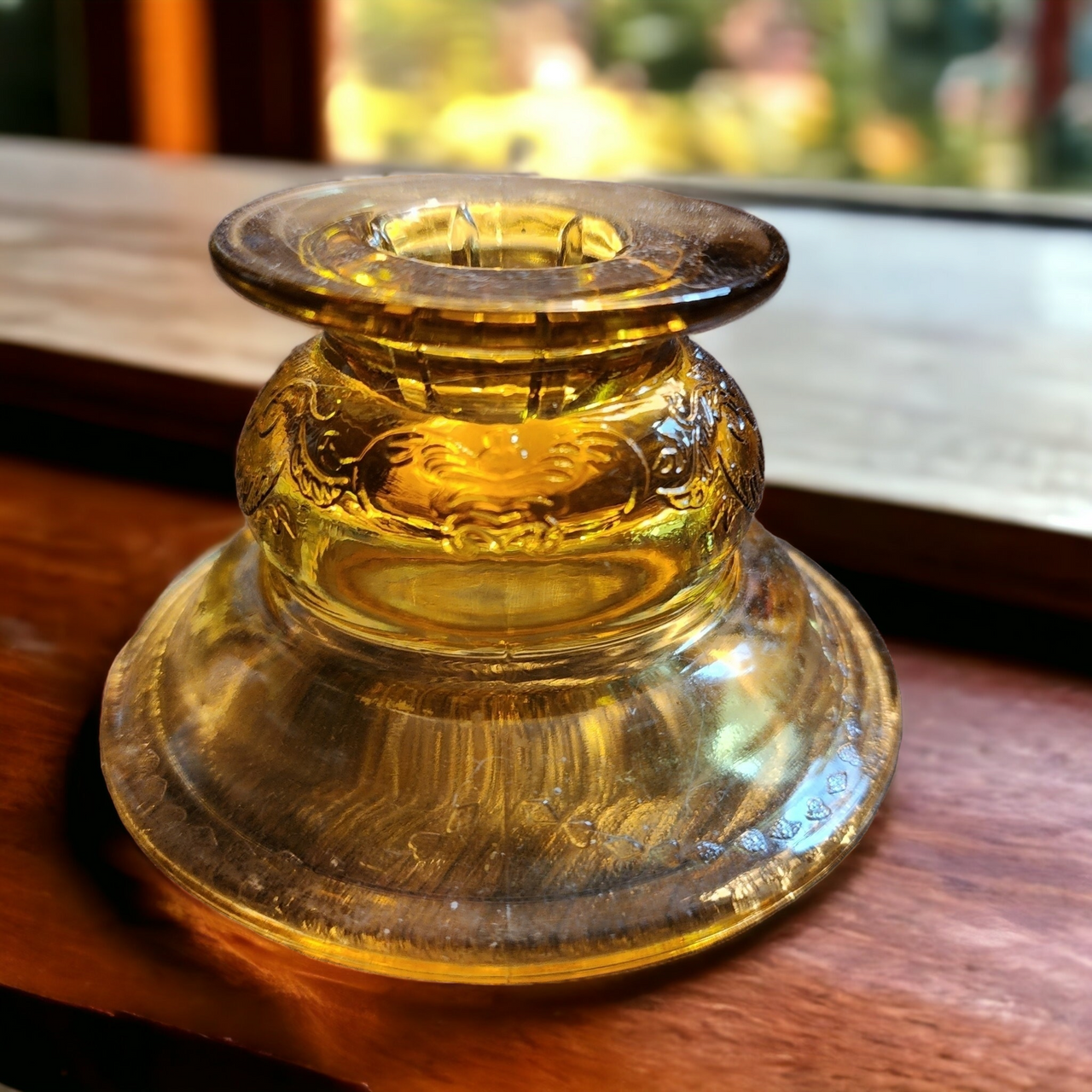 Indiana Glass Recollection Amber Single Light Candlestick