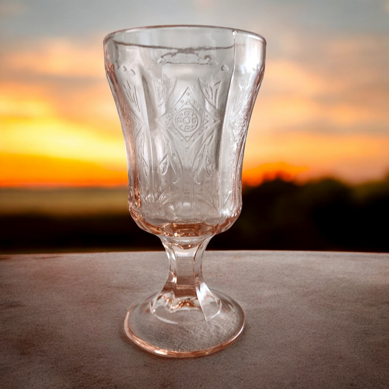 Indiana Glass Recollection Pink Water Goblet