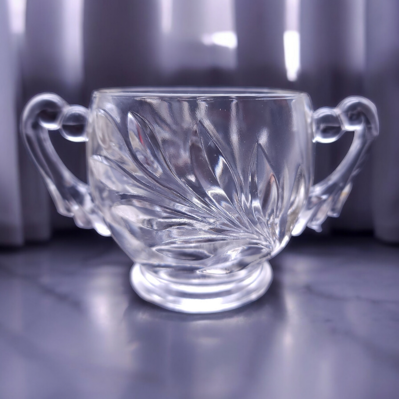 Indiana Glass Willow Clear Open Footed Sugar