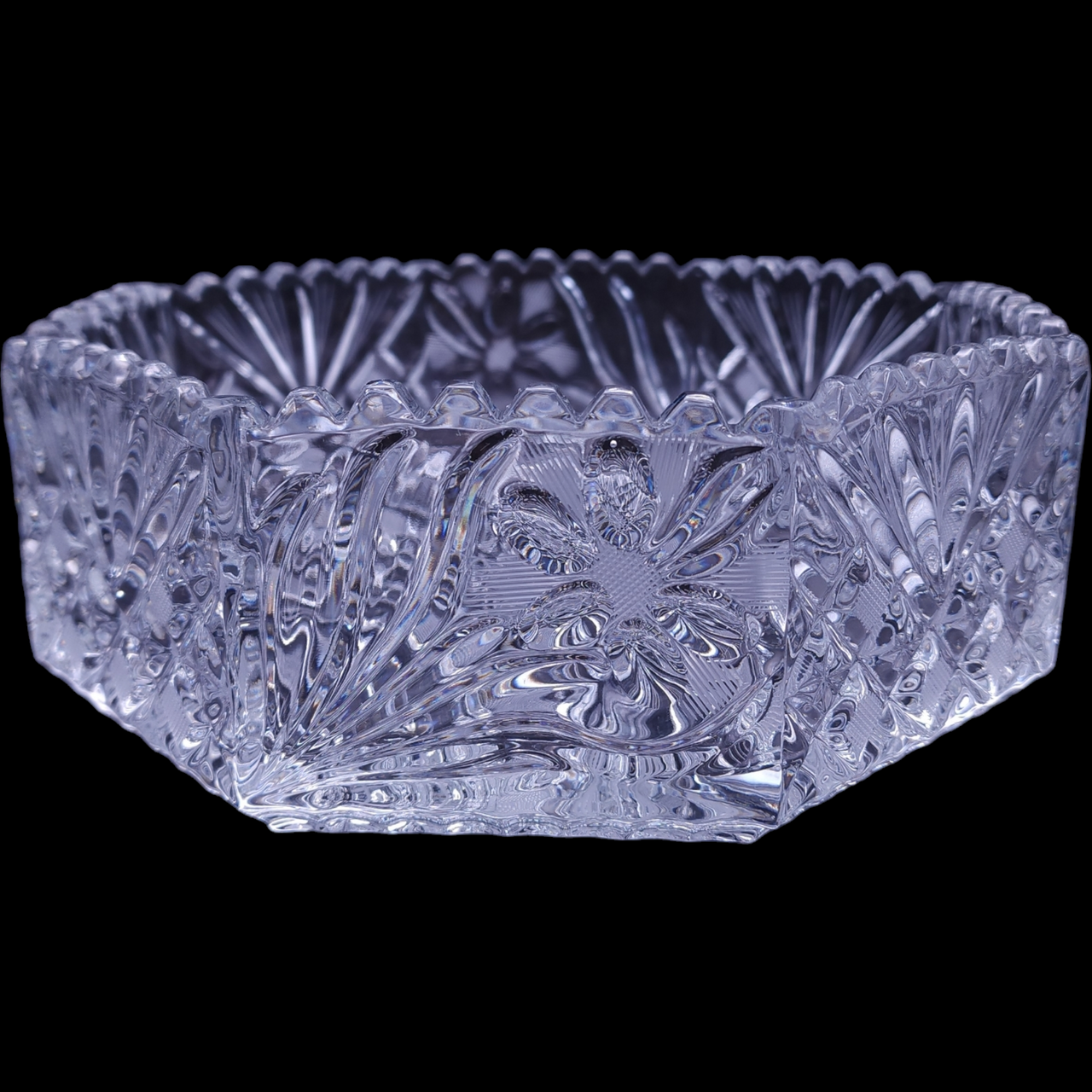 Violetta Hand Cut 24% Lead Crystal Heavy Weight Hand Cut Octagonal Fruit Bowl