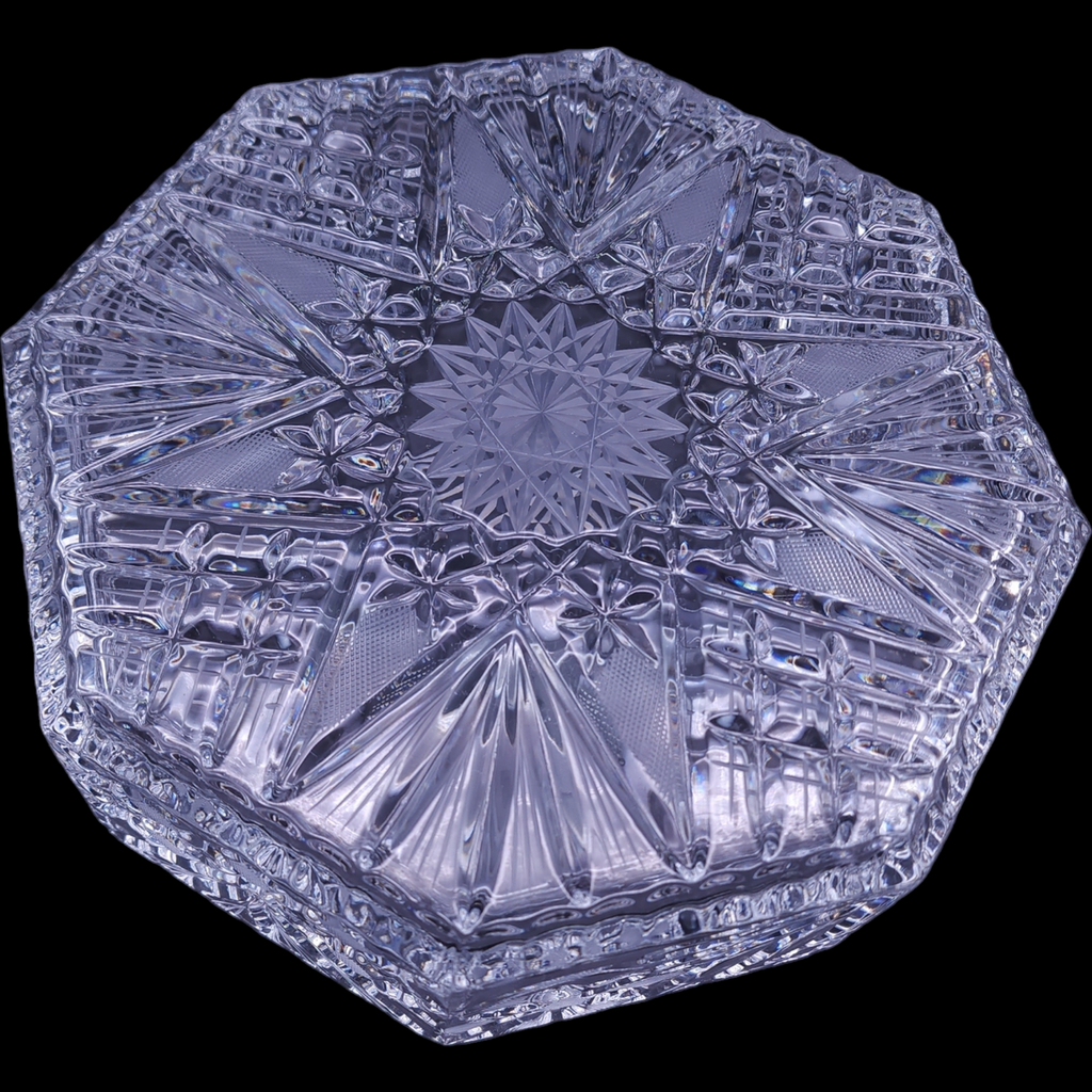 Violetta Hand Cut 24% Lead Crystal Heavy Weight Hand Cut Octagonal Fruit Bowl