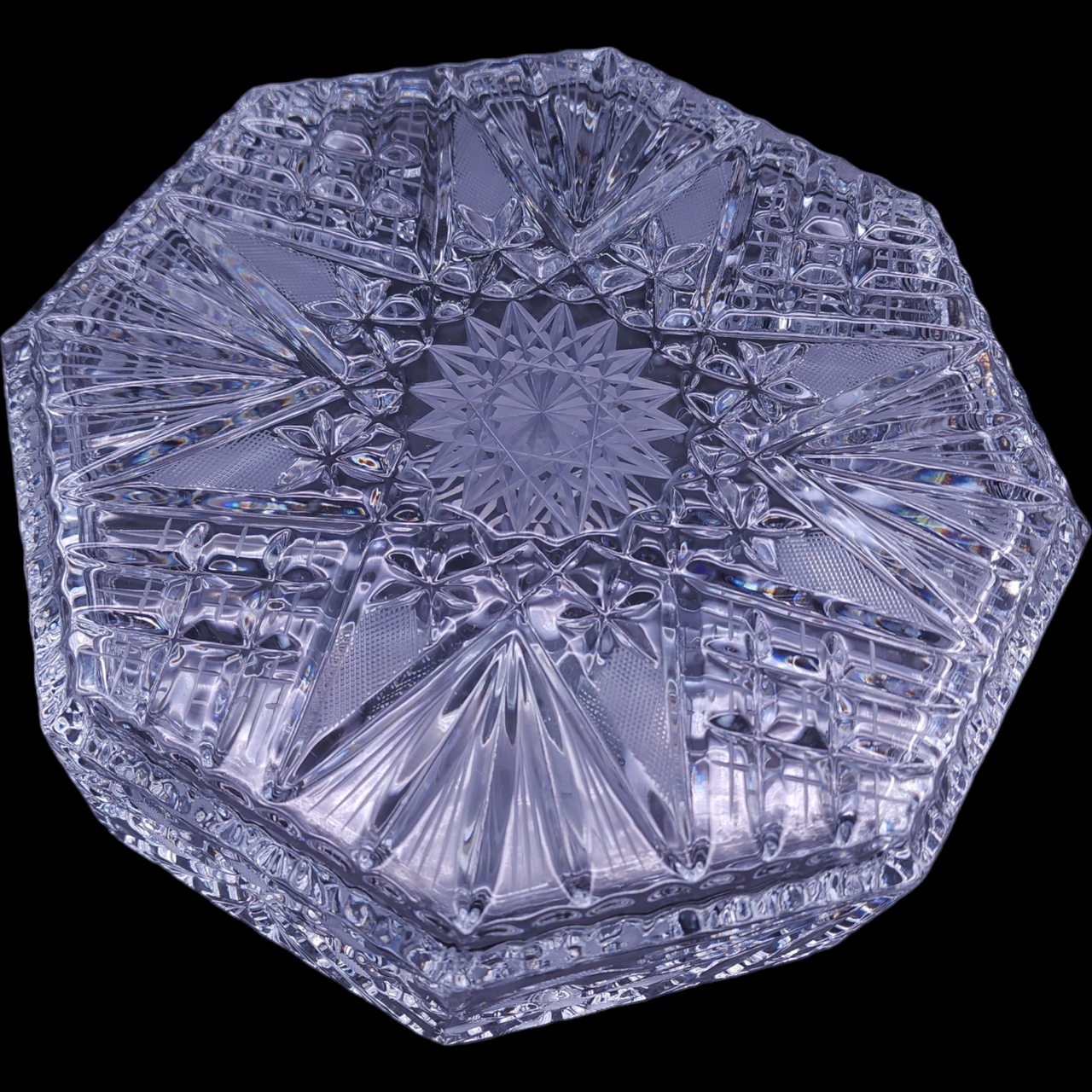 Violetta Hand Cut 24% Lead Crystal Heavy Weight Hand Cut Octagonal Fruit Bowl