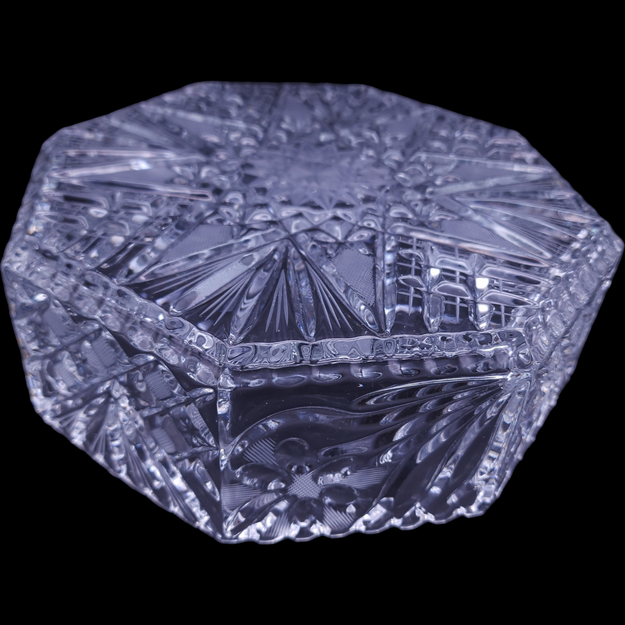 Violetta Hand Cut 24% Lead Crystal Heavy Weight Hand Cut Octagonal Fruit Bowl