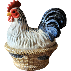 Isabelle de Borchgrave Covered Chicken Dish Cookie Jar Farmhouse Decor A Touch of Country Charm