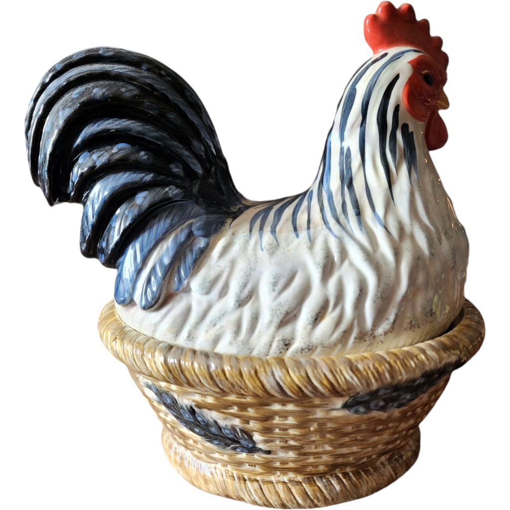 Isabelle de Borchgrave Covered Chicken Dish Cookie Jar Farmhouse Decor A Touch of Country Charm