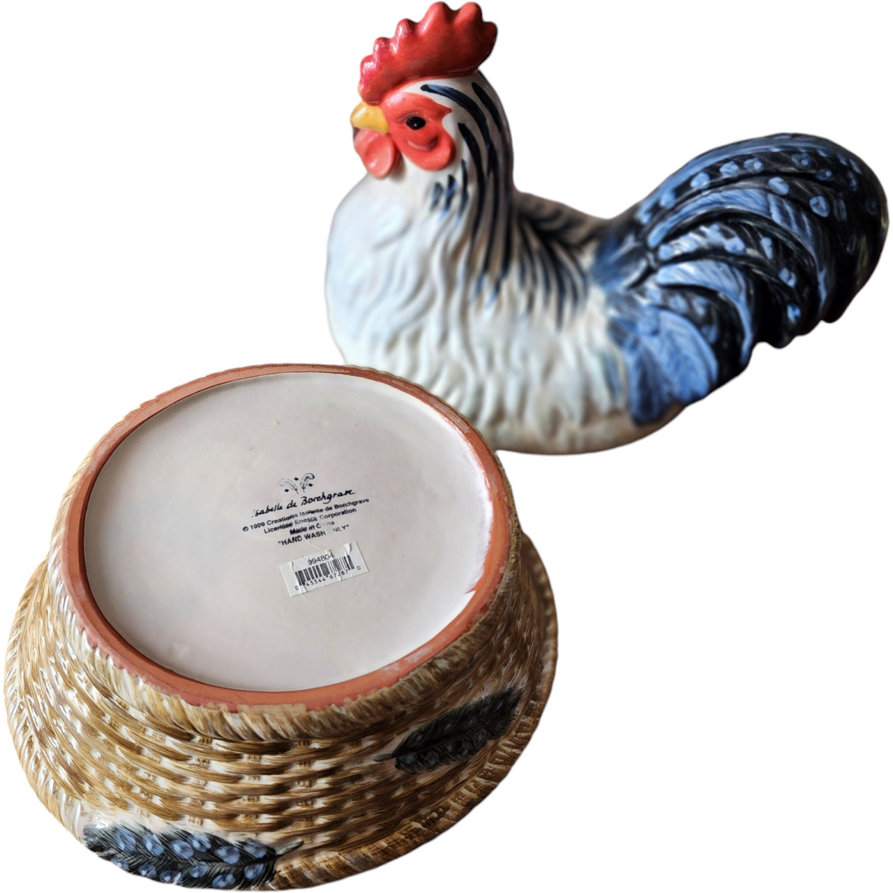 Isabelle de Borchgrave Covered Chicken Dish Cookie Jar Farmhouse Decor A Touch of Country Charm