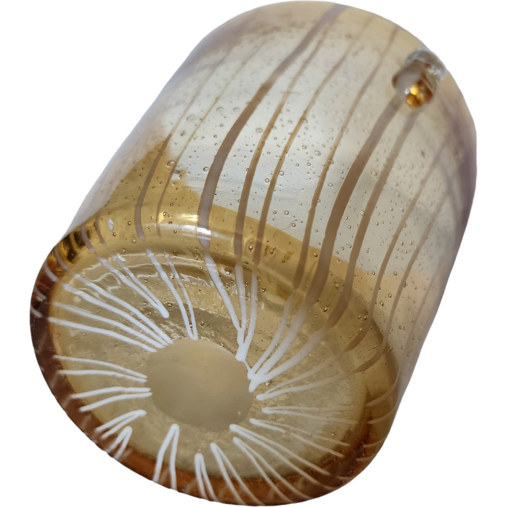 Italian Murano Venini Venetian Art Glass Ice Bucket Amber and White