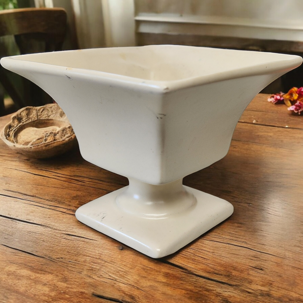 Haeger Ivory Square Pedestal Planter Vase