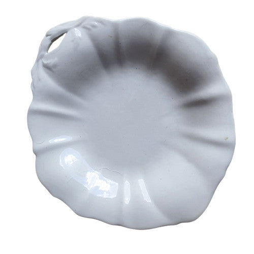 JAMES EDWARDS & SON White Ironstone Crabstock Dozen Footed Relish Dish