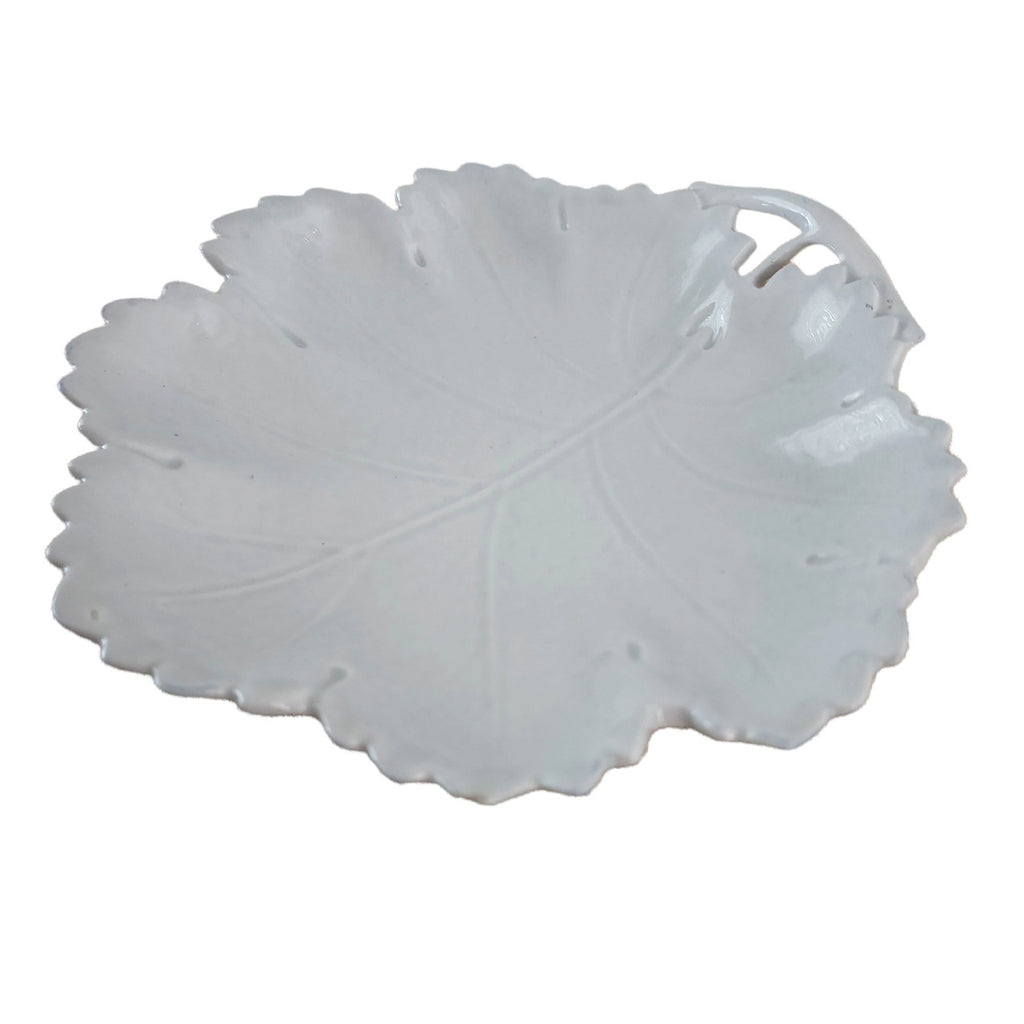 JAMES EDWARDS & SON White Ironstone Leaf Relish Dish
