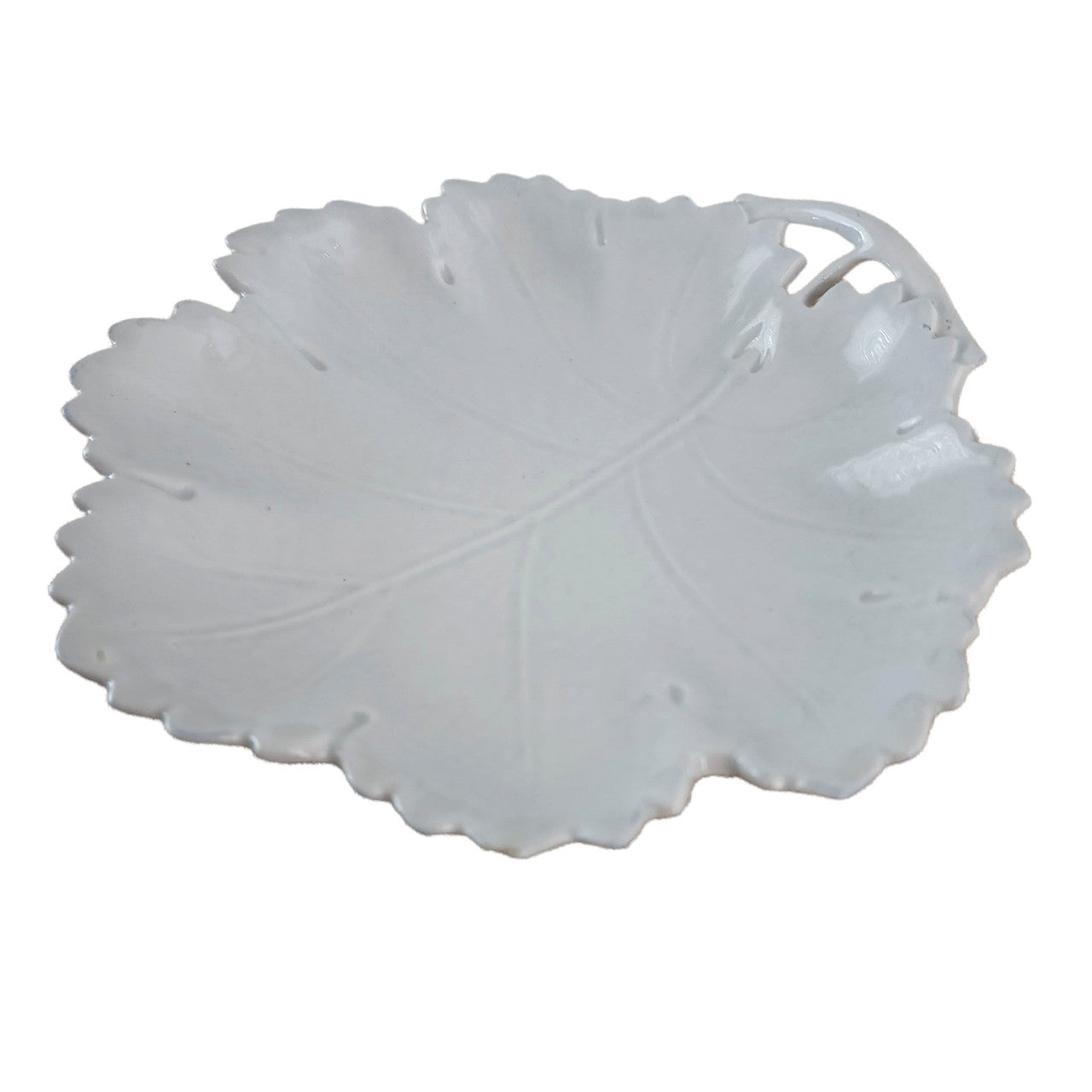JAMES EDWARDS & SON White Ironstone Leaf Relish Dish