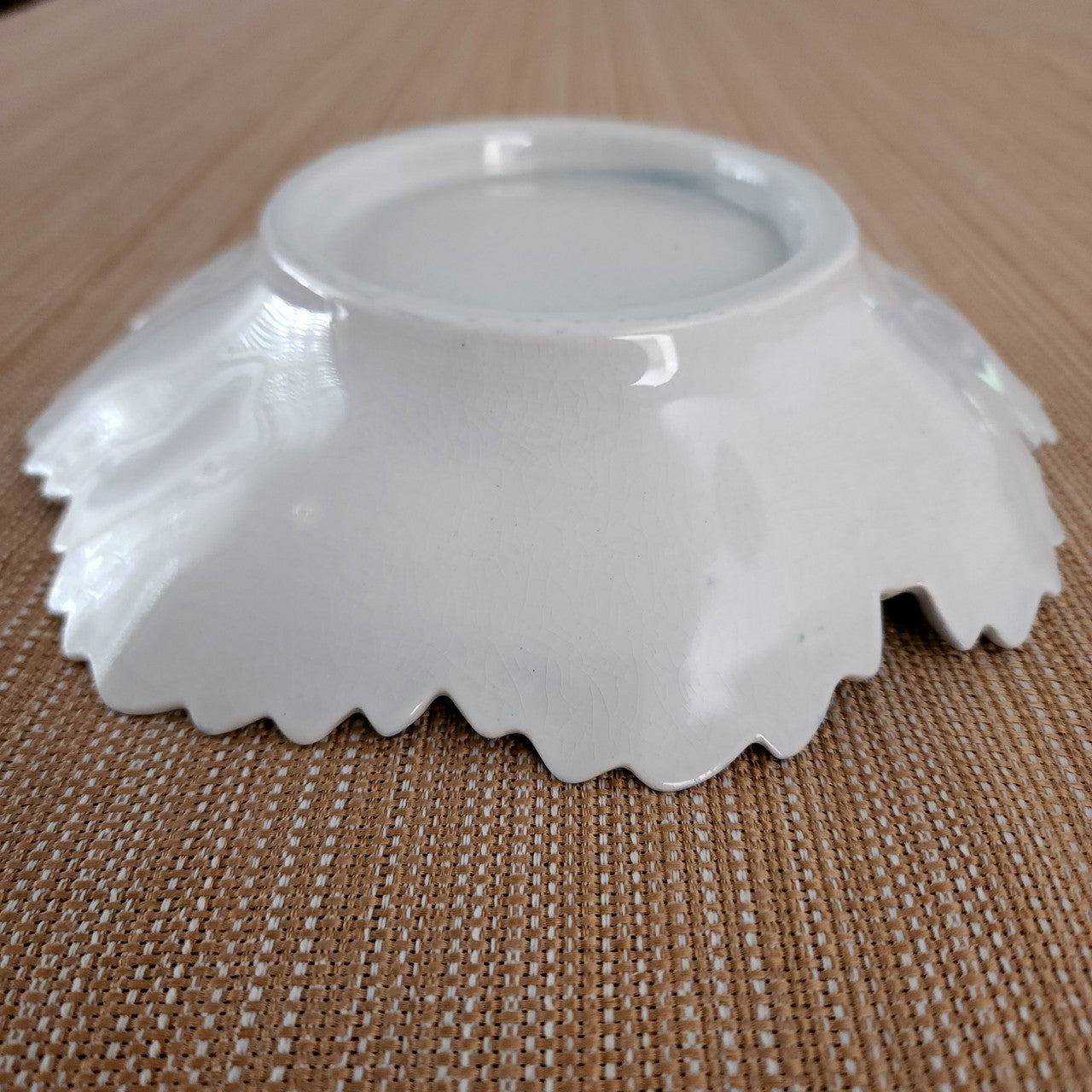 JAMES EDWARDS & SON White Ironstone Leaf Relish Dish
