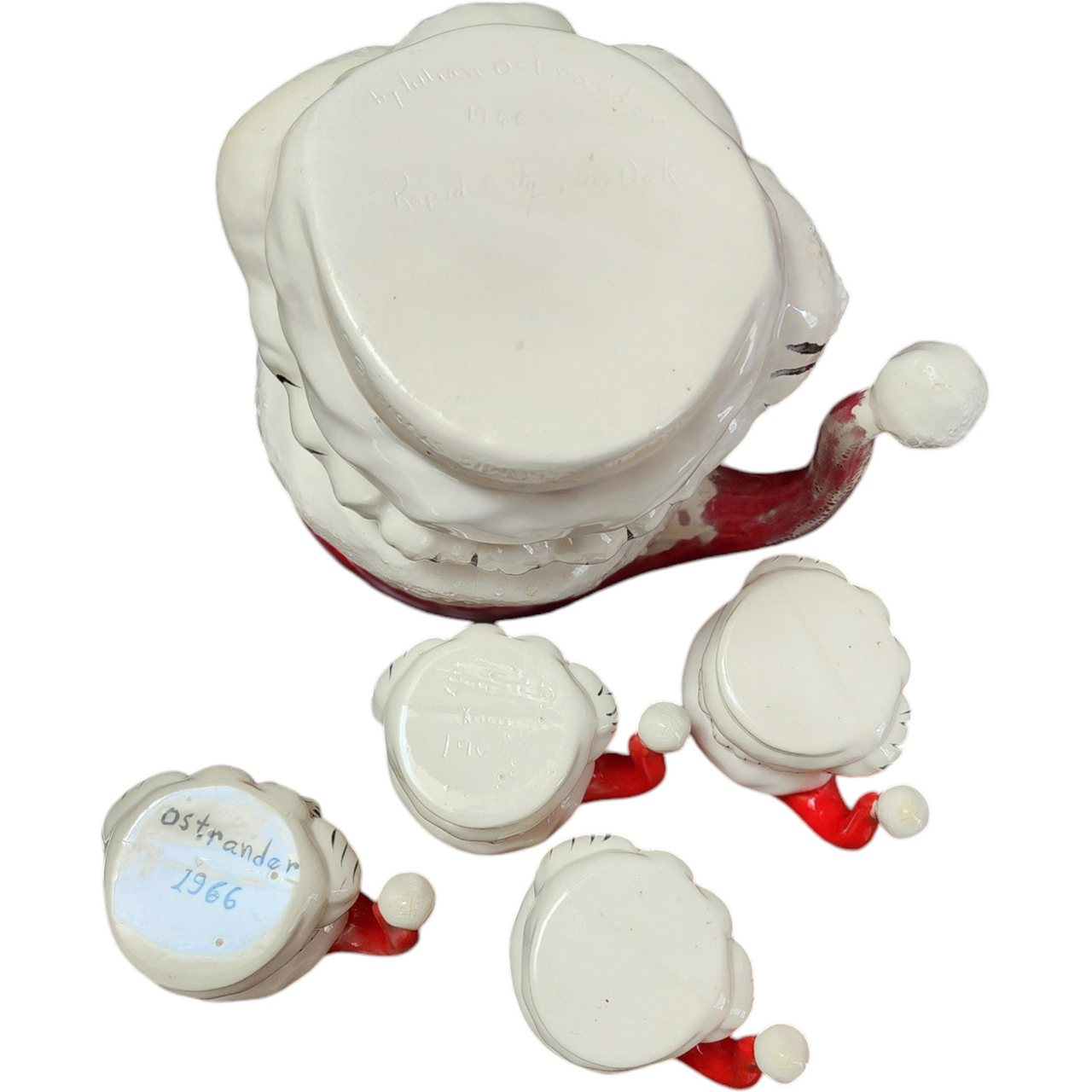 Jamar Mallory Ceramic Studio Festive Santa Ceramic Pitcher and Mug Set Collector's Edition