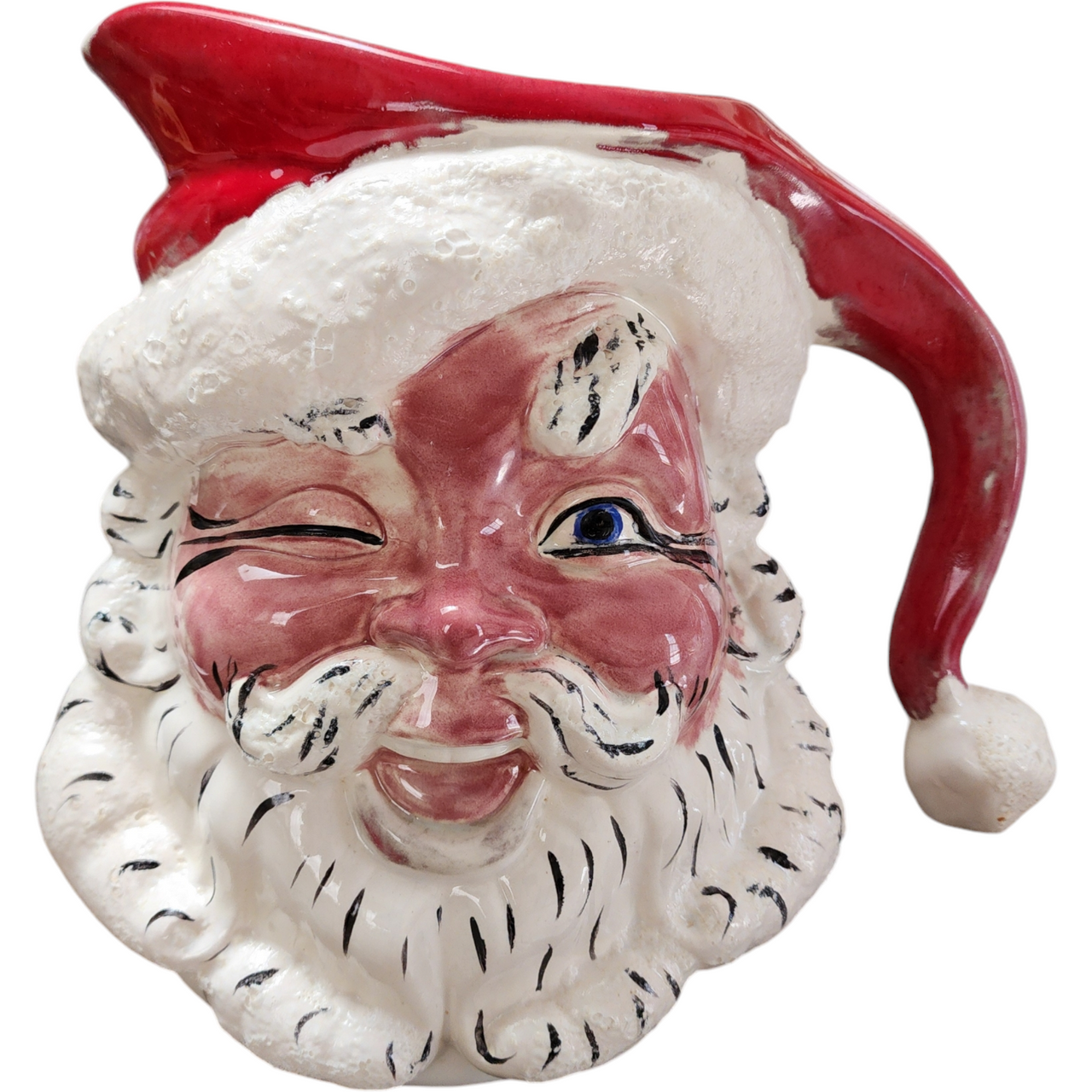 Jamar Mallory Ceramic Studio Festive Santa Ceramic Pitcher and Mug Set Collector's Edition
