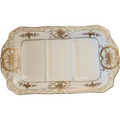 Japan Encrusted Floral Scrolls Scalloped Porcelain Tray