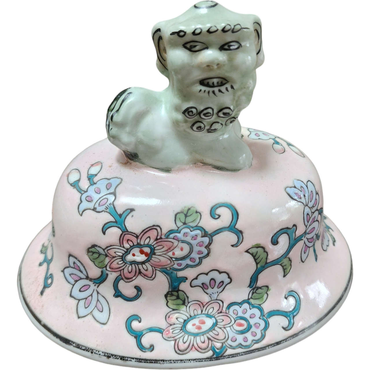 Japanese Porcelain Ginger Jar with Foo Dog Lid Hand-Painted and Decorated in Macau