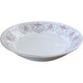 Jean Pouyat Limoges Pink & Blue Flowers On Green Vine Coupe Soup Bowl