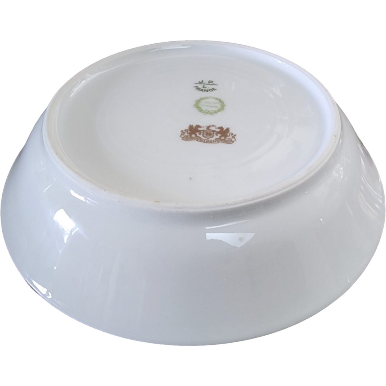 Jean Pouyat Limoges Pink & Blue Flowers On Green Vine Fruit Dessert Sauce Bowl