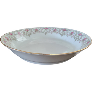 Jean Pouyat Limoges Pink & Blue Flowers On Green Vine Fruit Dessert Sauce Bowl