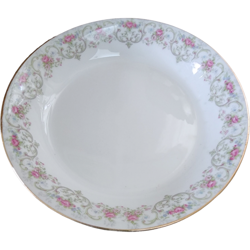 Jean Pouyat Limoges Pink & Blue Flowers On Green Vine Fruit Dessert Sauce Bowl
