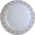Jean Pouyat Limoges Pink & Blue Flowers On Green Vine Luncheon Plate
