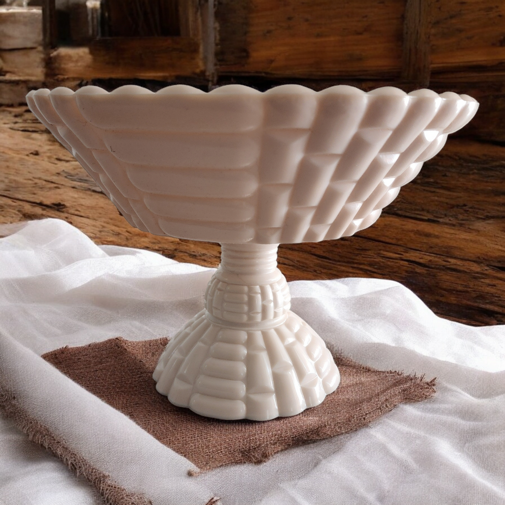 Jeanette Pink Milk Glass Footed Louisa Pedestal Bowl