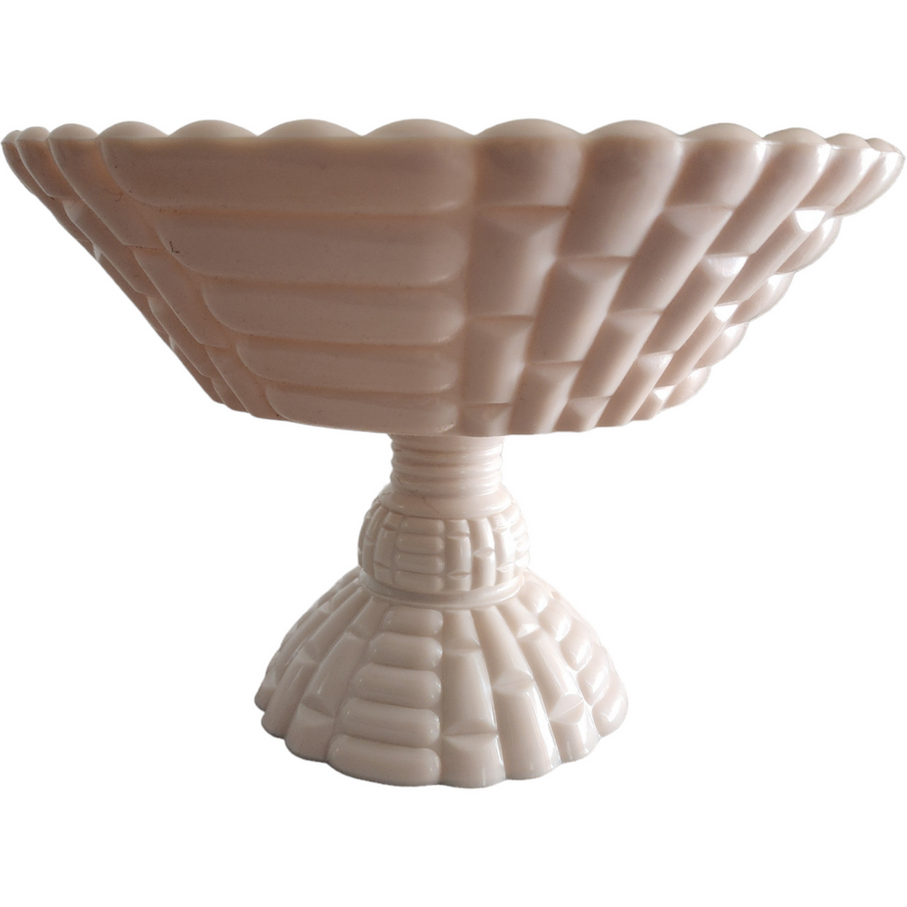 Jeanette Pink Milk Glass Footed Louisa Pedestal Bowl