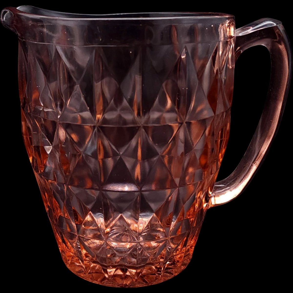Jeannette Glass Pink Windsor Diamond Pattern Pitcher 52 oz