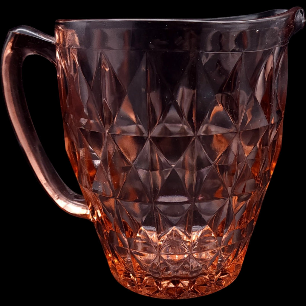 Jeannette Glass Pink Windsor Diamond Pattern Pitcher 52 oz