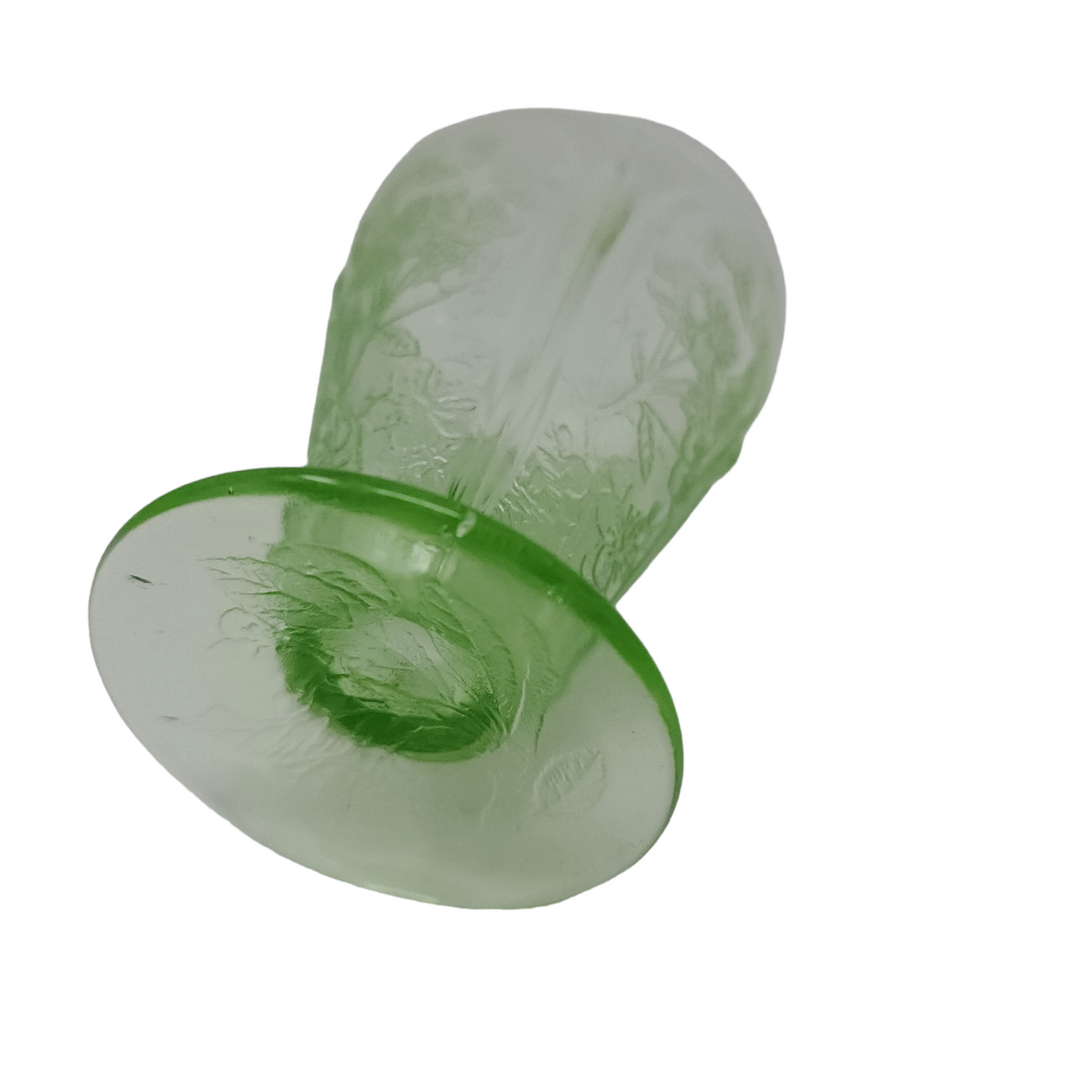 Jeannette Cherry Blossom Uranium Green 4 Oz Footed Tumbler