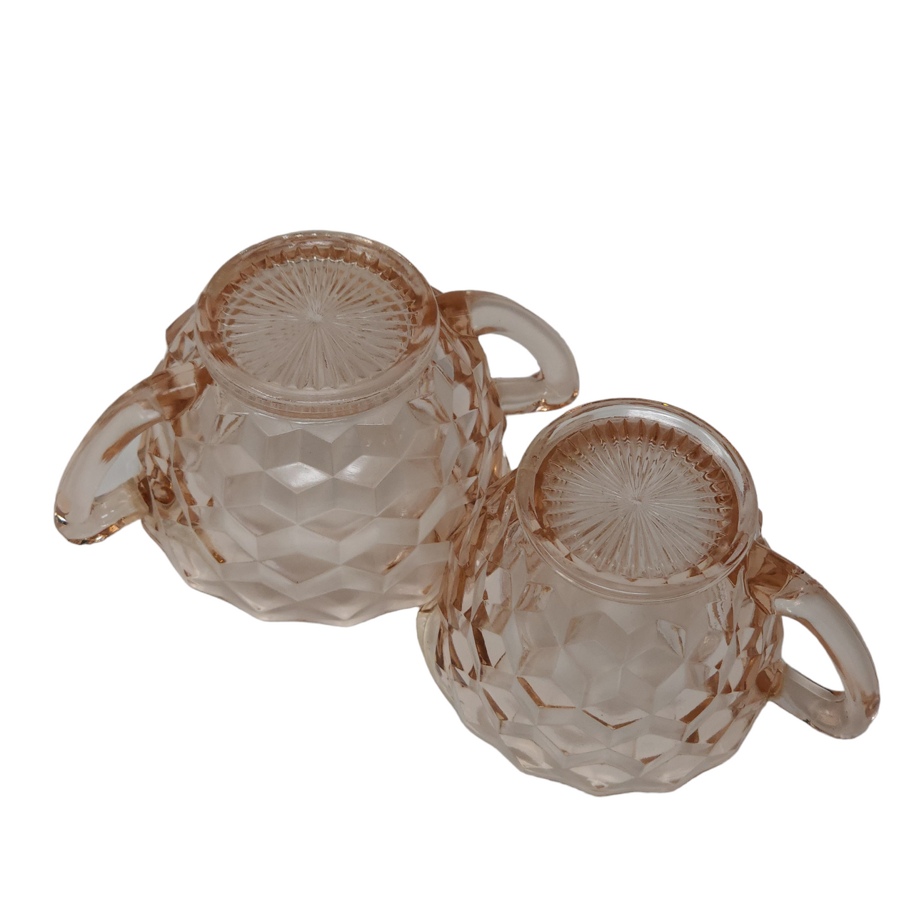 Jeannette Cube Pink Open Sugar and Creamer Set