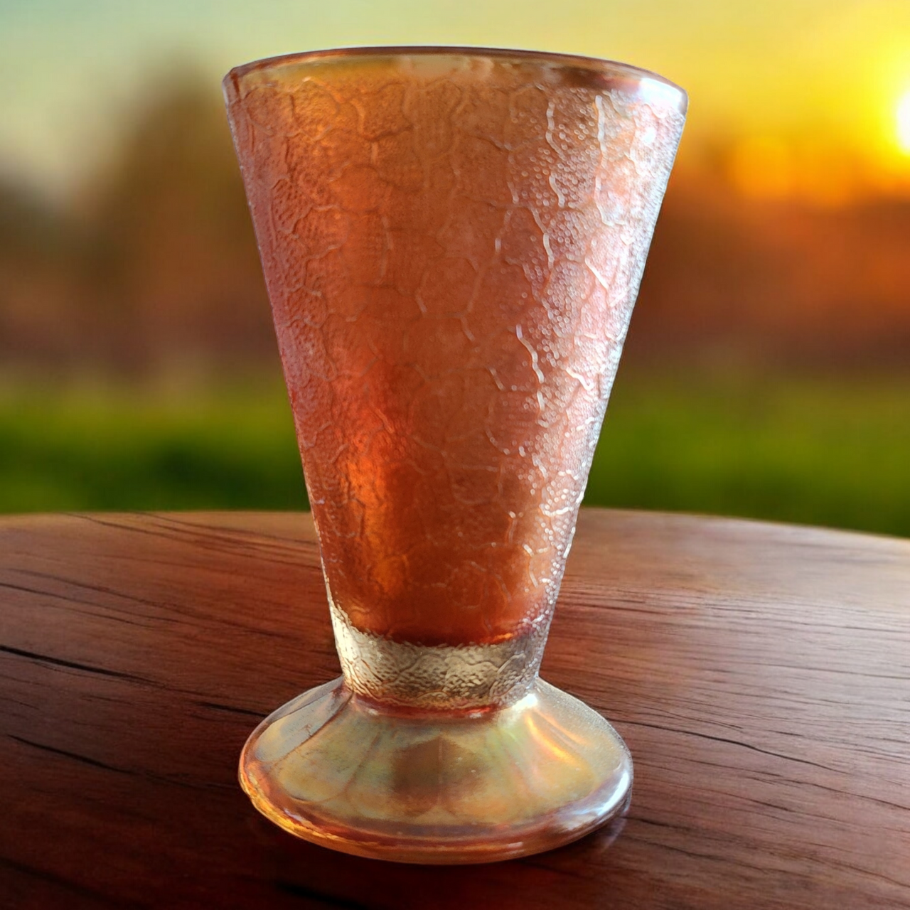 Jeannette Marigold Carnival Crackle 6 Oz Footed Tumbler