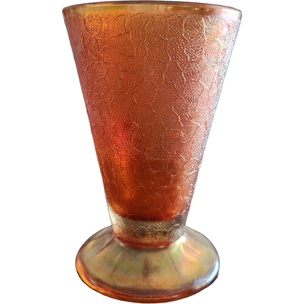 Jeannette Marigold Carnival Crackle 6 Oz Footed Tumbler
