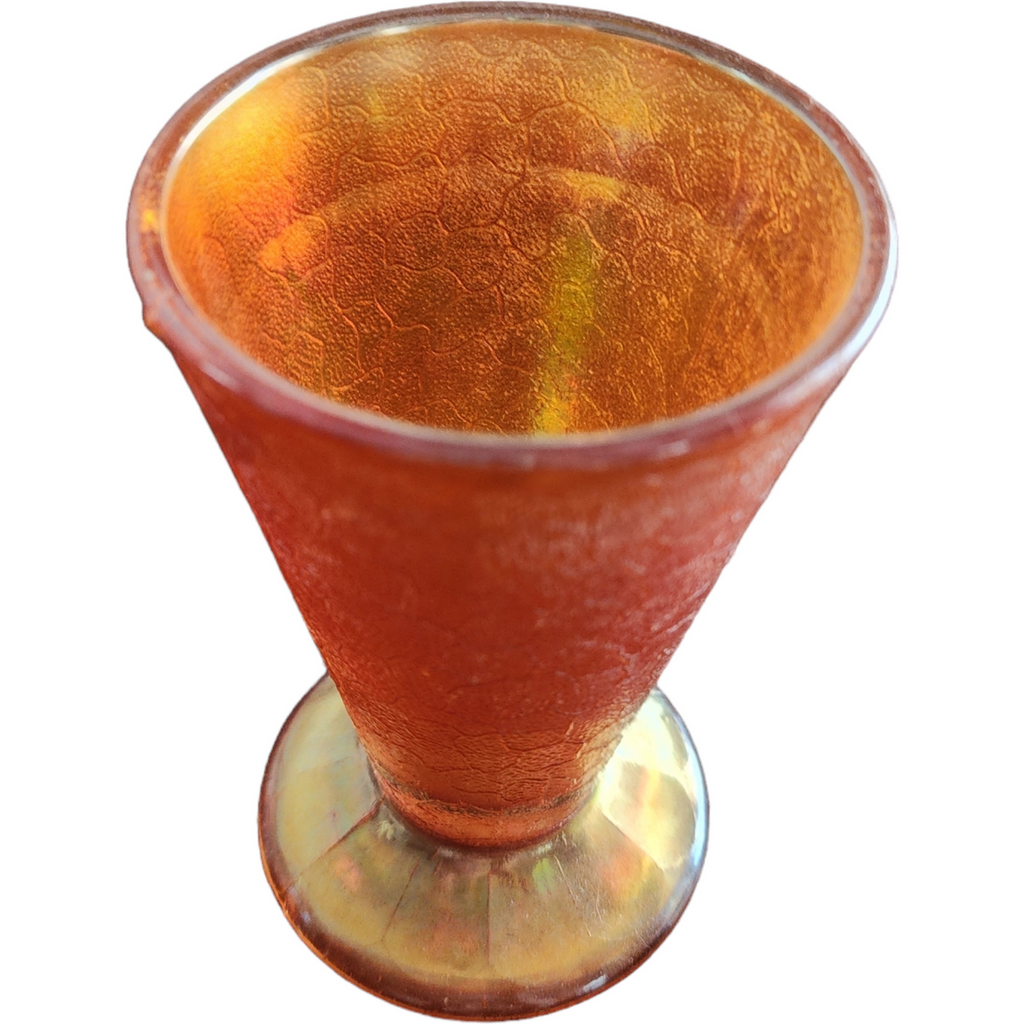 Jeannette Marigold Carnival Crackle 6 Oz Footed Tumbler