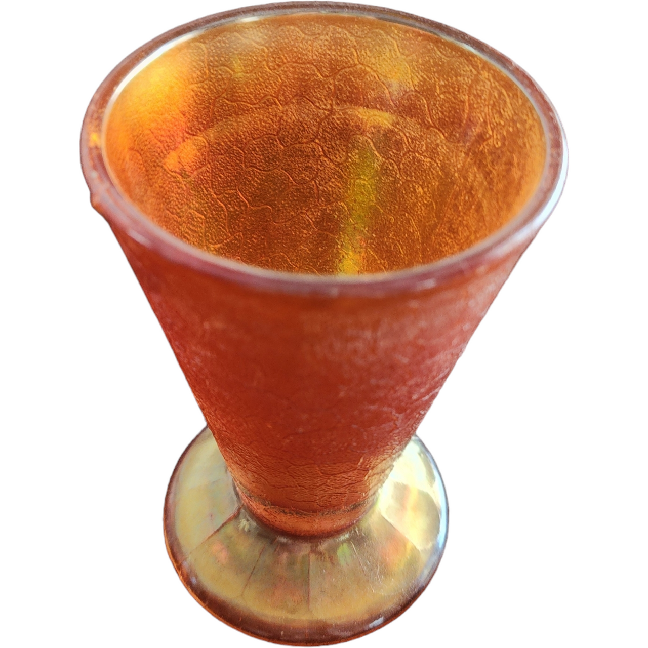 Jeannette Marigold Carnival Crackle 6 Oz Footed Tumbler