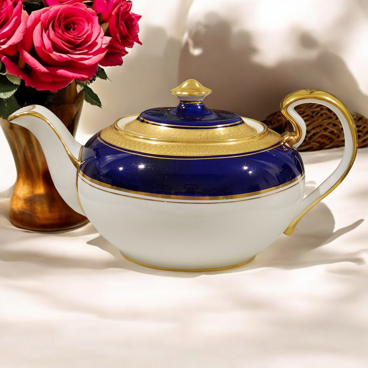 Aynsley Cobalt Blue & Gold Gilt Fine Bone China Teapot Vintage England Tea Set Collectible