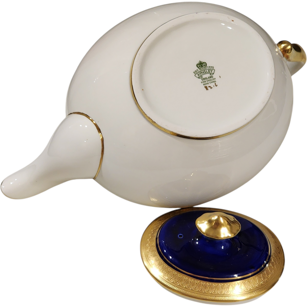 Aynsley Cobalt Blue & Gold Gilt Fine Bone China Teapot Vintage England Tea Set Collectible