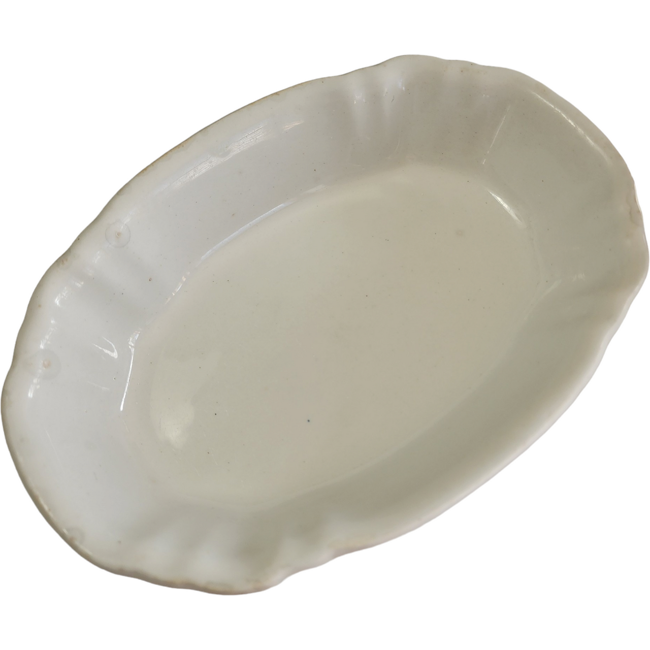 John Edwards White Ironstone Panels On Rim, Smooth Relish Dish Bowl