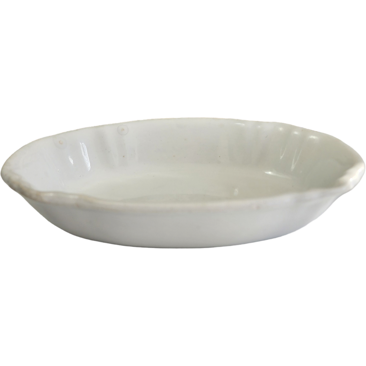 John Edwards White Ironstone Panels On Rim, Smooth Relish Dish Bowl