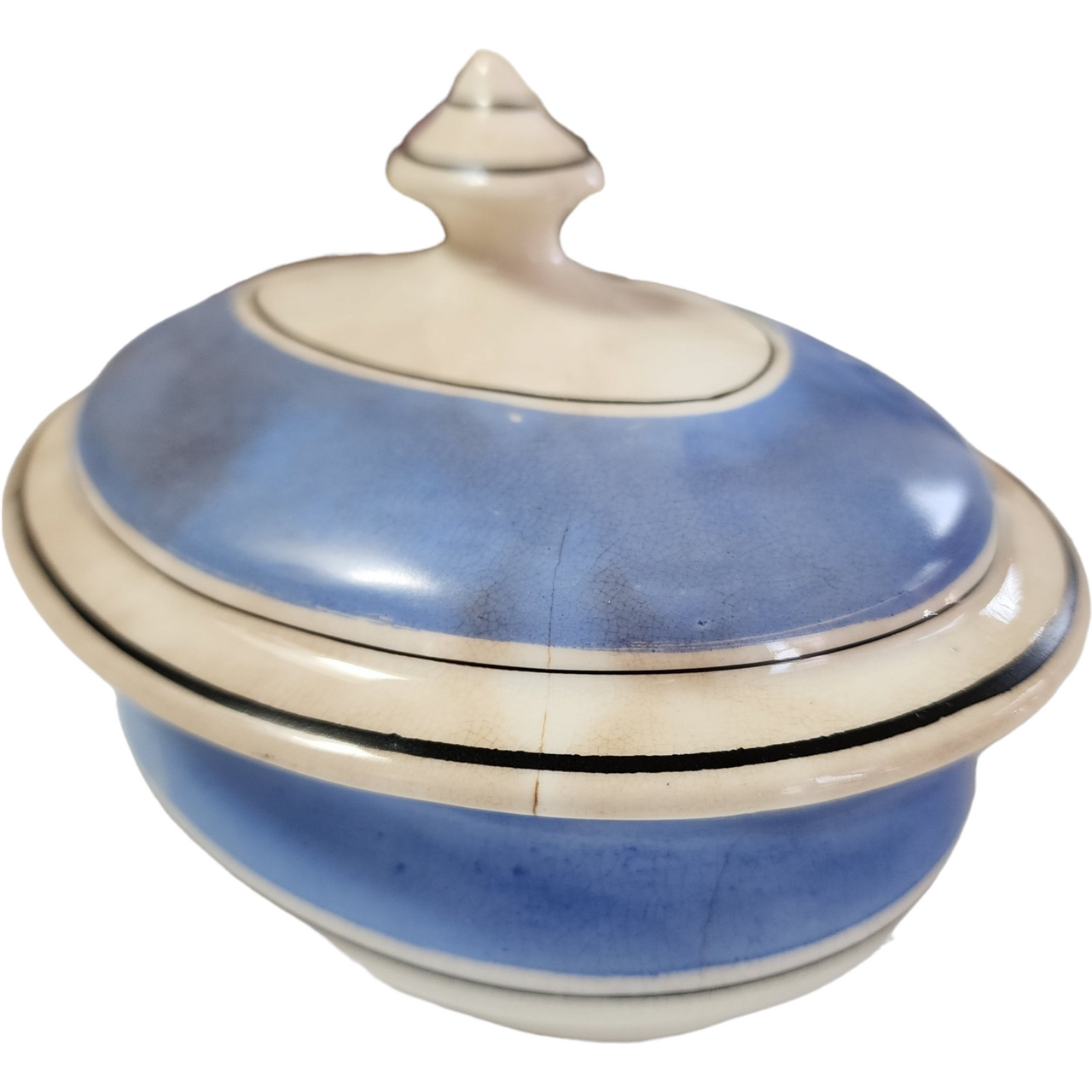 John Marshall & Co Antique Covered Blue White Royal Ironstone Soap Dish England