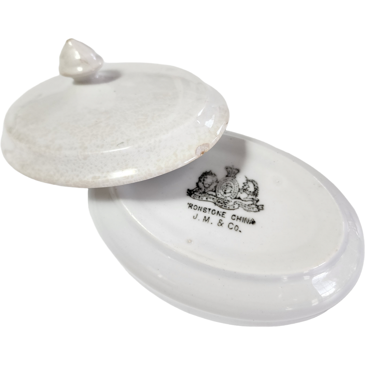John Marshall & Co Antique Covered White Royal Ironstone Soap Dish England