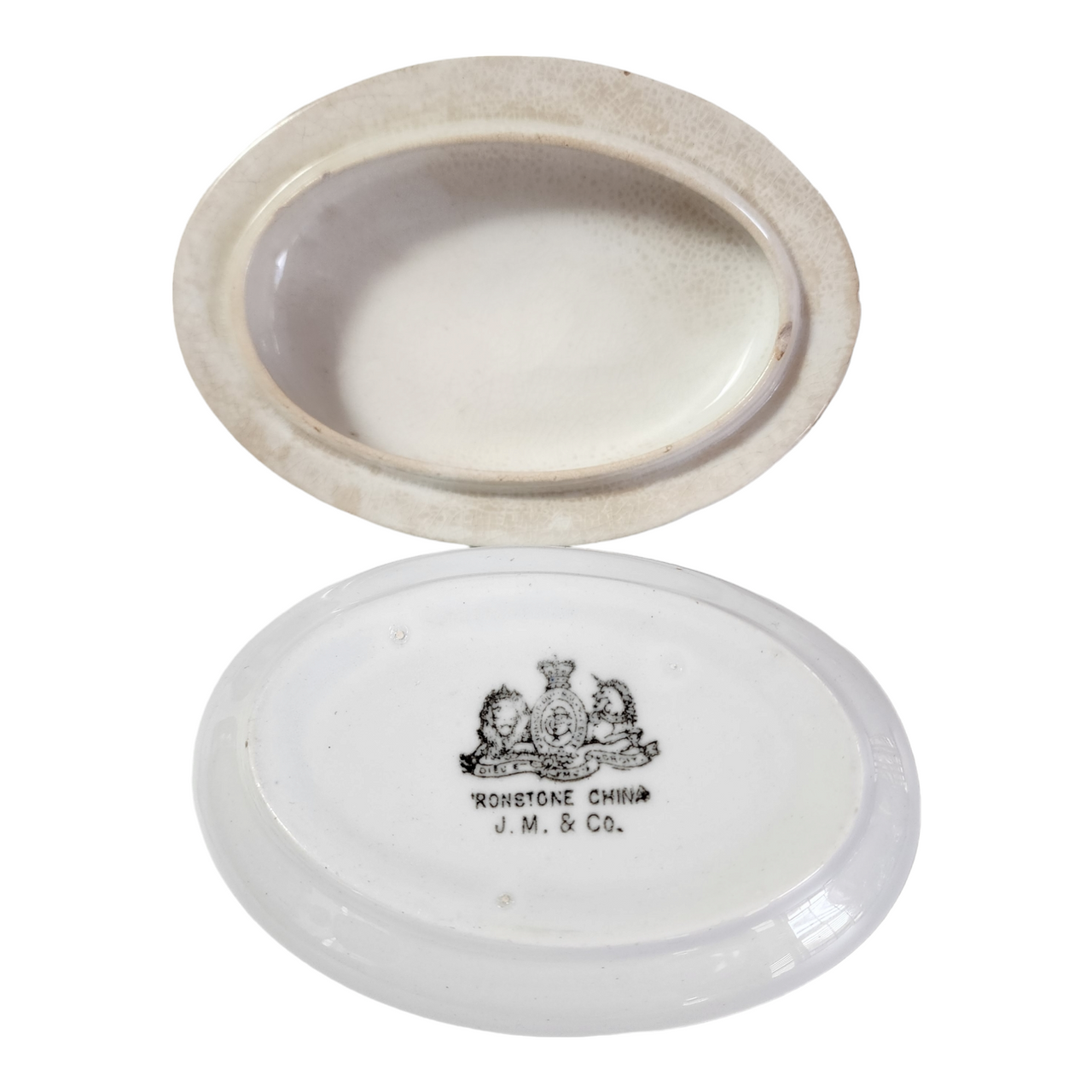 John Marshall & Co Antique Covered White Royal Ironstone Soap Dish England