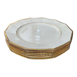 Johnson Bros England Gold Trimmed Octagonal Dinner Plates Set of 6