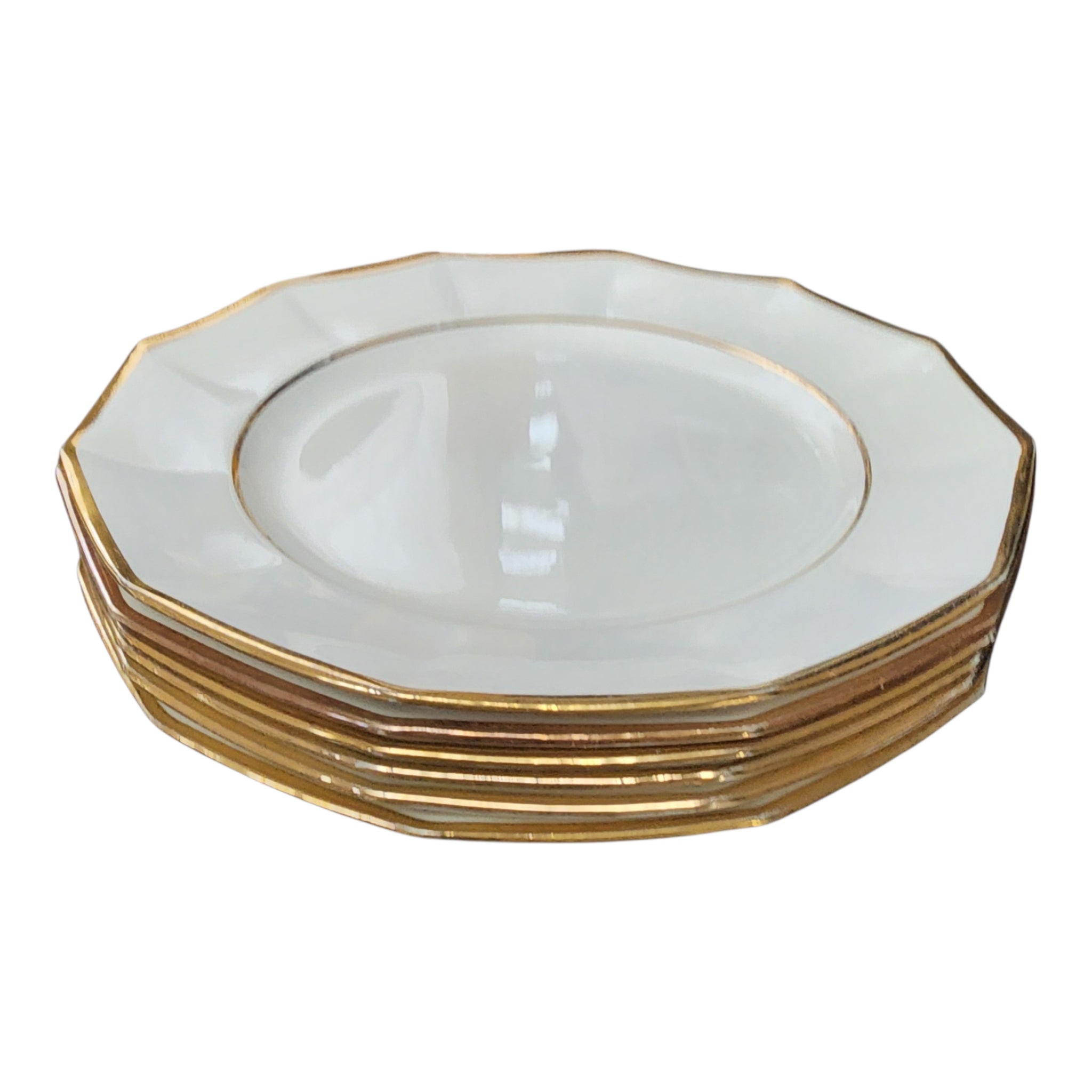 Johnson Bros England Gold Trimmed Octagonal Dinner Plates Set of 6